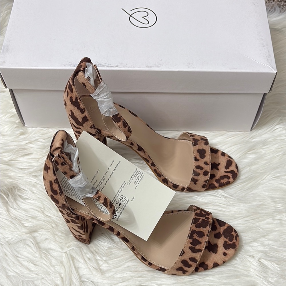 NEW In Box From Amazon The Drop Rebecca Leopard Print Block Heels Ankle 10